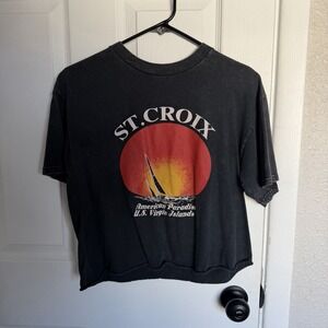 J. Galt St. Croix Graphic Cropped T-Shirt Black Women's Regular One Size